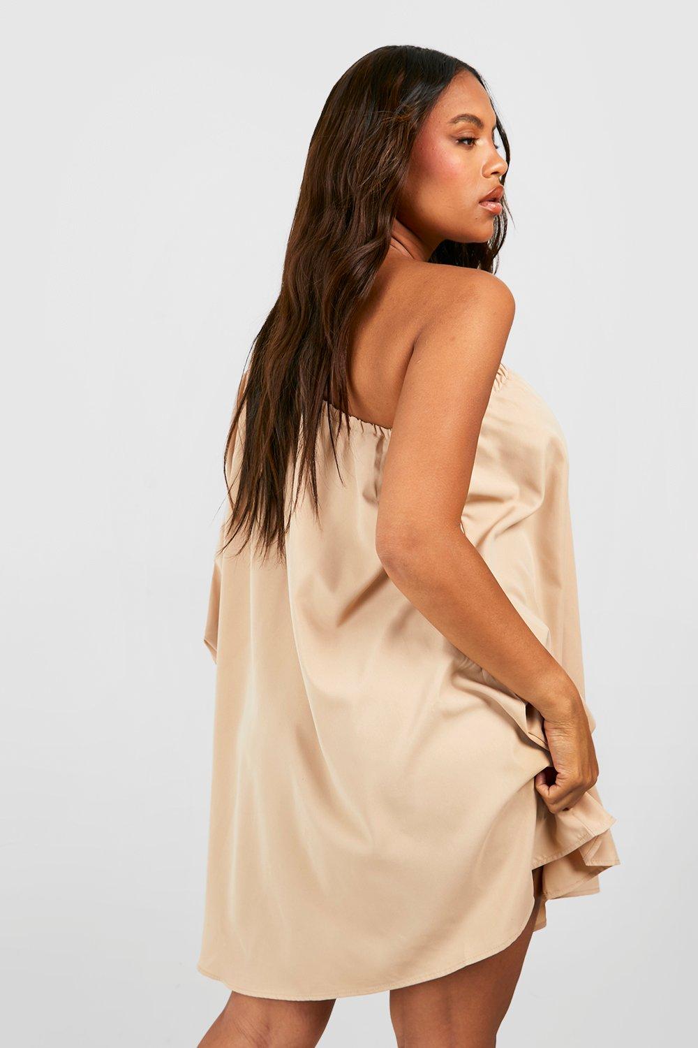 Plus Woven One Shoulder Swing Dress boohoo NZ